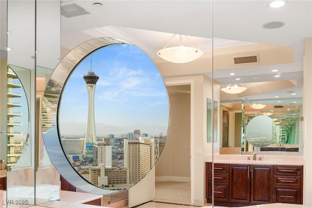 2747 Paradise Rd Unit 2704, Las Vegas, NV 89109 - full bathroom with vanity and a view of city