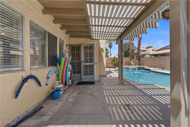 920 Serpentina Ave, Las Vegas, NV 89123 - view of pool featuring a pergola, a fenced backyard, a patio area, and a pool with connected hot tub