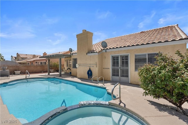 920 Serpentina Ave, Las Vegas, NV 89123 - view of pool with a pool with connected hot tub, a patio area, and a pergola