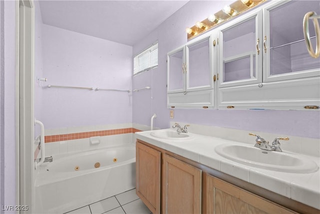 920 Serpentina Ave, Las Vegas, NV 89123 - full bathroom featuring a tub with jets, tile patterned floors, and double vanity