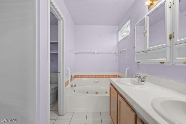 920 Serpentina Ave, Las Vegas, NV 89123 - full bathroom featuring tile patterned floors, a jetted tub, and double vanity