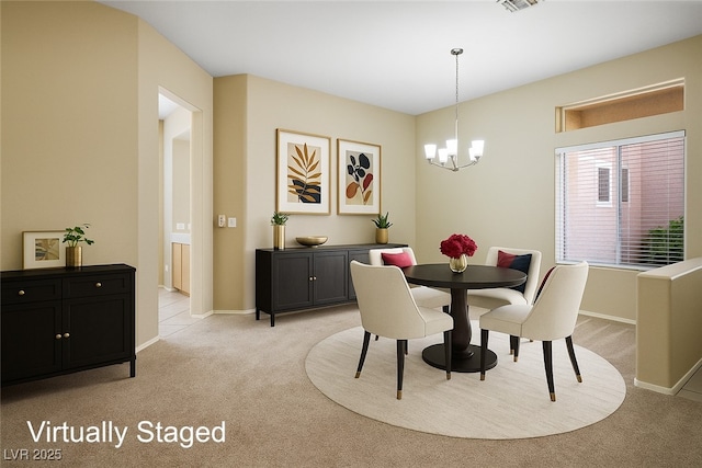10305 Snyder Ave, Las Vegas, NV 89134 - dining space featuring light carpet and a chandelier