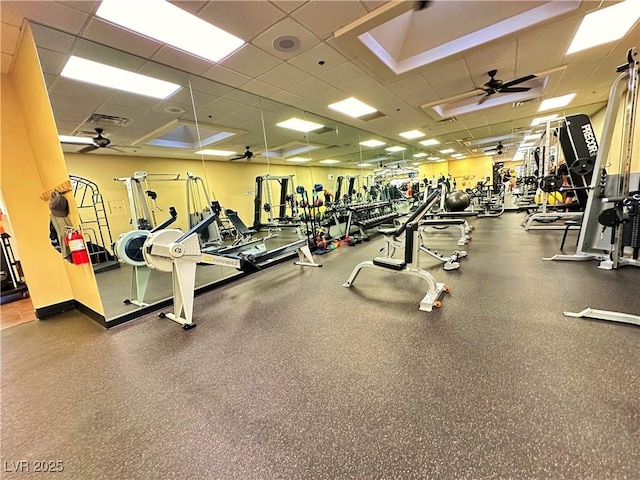 10305 Snyder Ave, Las Vegas, NV 89134 - workout area with ceiling fan and a drop ceiling
