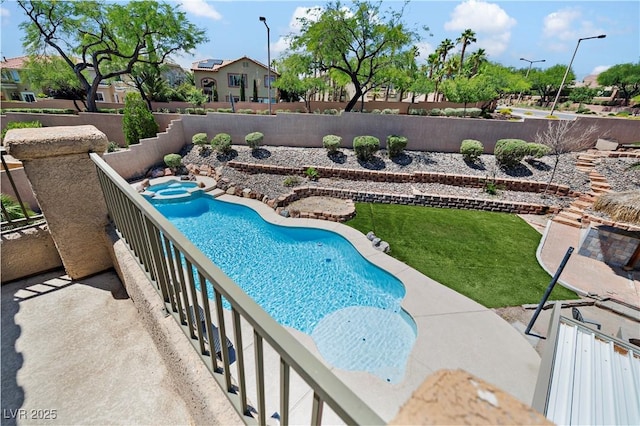 10645 Redwood Grove Ave, Las Vegas, NV 89144 - view of pool featuring a fenced backyard and a pool with connected hot tub