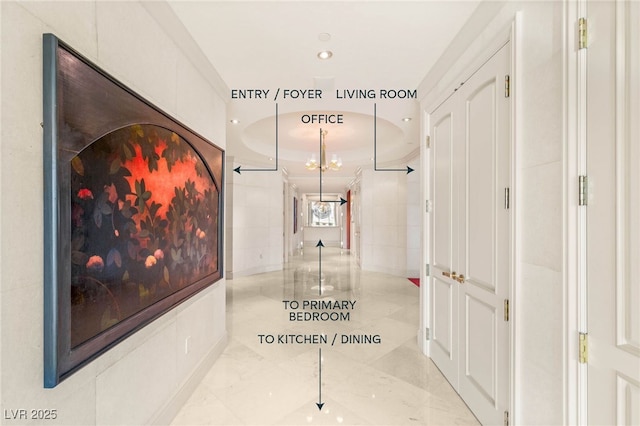 1 Hughes Center Dr Unit 903, Las Vegas, NV 89169 - corridor with a chandelier and recessed lighting