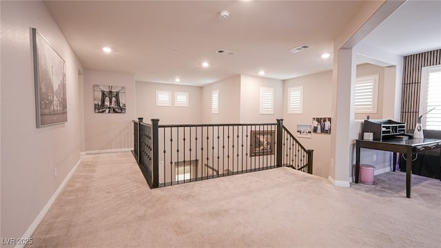 2913 Monate Ct, Henderson, NV 89044 - hallway with an upstairs landing, carpet floors, and recessed lighting