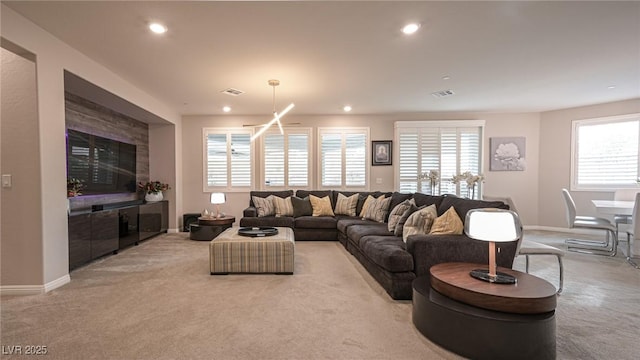 2913 Monate Ct, Henderson, NV 89044 - carpeted living room with recessed lighting and plenty of natural light