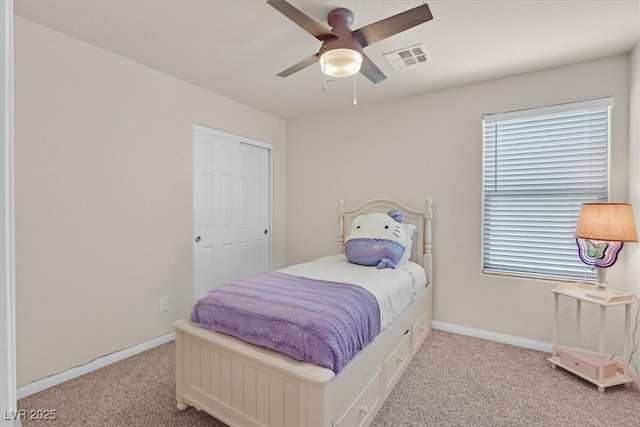 953 Via Del Tramonto St, Henderson, NV 89011 - bedroom with carpet floors, a closet, and a ceiling fan