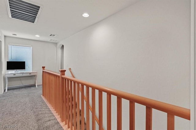 953 Via Del Tramonto St, Henderson, NV 89011 - hallway featuring an upstairs landing, carpet floors, and recessed lighting