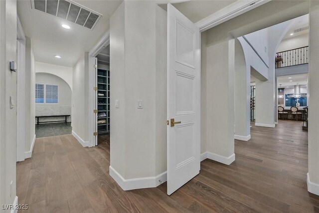 11906 Port Labelle Dr, Las Vegas, NV 89141 - hall with wood finished floors and arched walkways