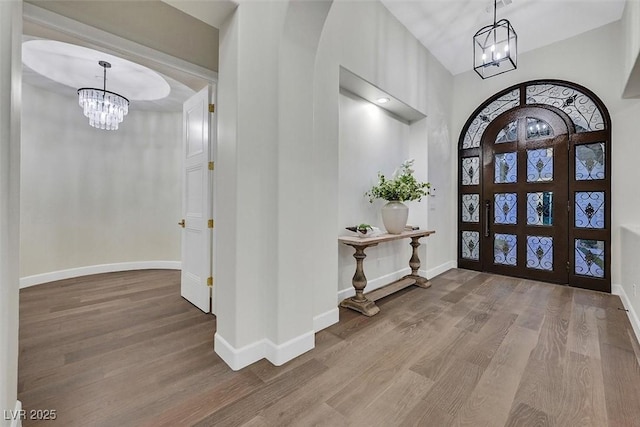11906 Port Labelle Dr, Las Vegas, NV 89141 - entrance foyer with a chandelier and wood finished floors