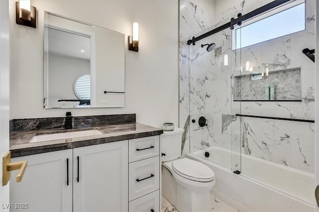 11906 Port Labelle Dr, Las Vegas, NV 89141 - bathroom featuring marble finish flooring, vanity, healthy amount of natural light, and combined bath / shower with glass door