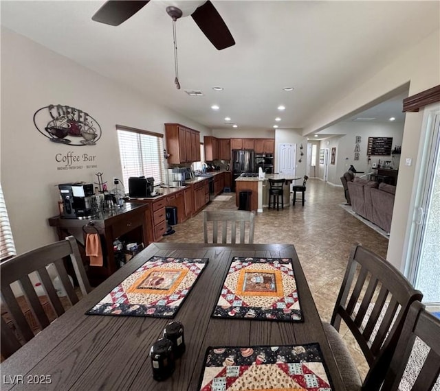 6614 Collingsworth St, Las Vegas, NV 89131 - dining room featuring recessed lighting and a ceiling fan