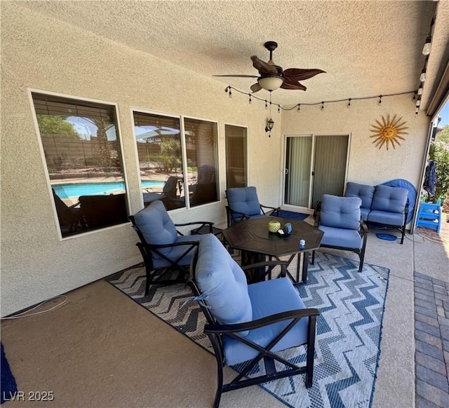 6614 Collingsworth St, Las Vegas, NV 89131 - view of patio / terrace featuring a ceiling fan and an outdoor hangout area