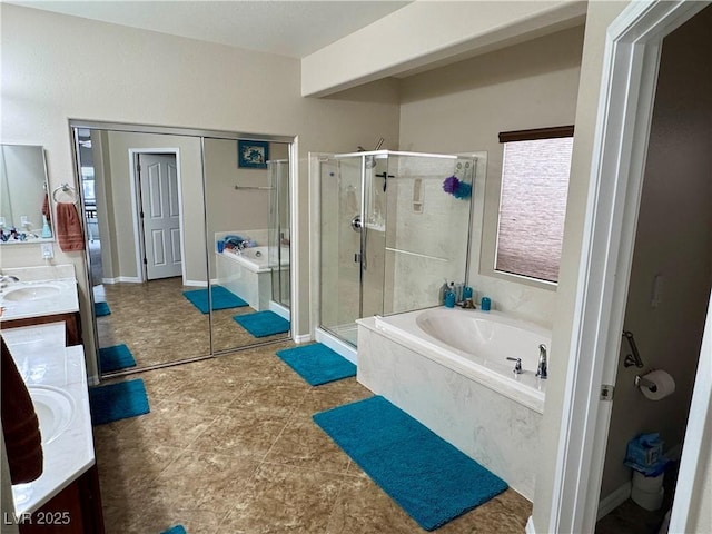 6614 Collingsworth St, Las Vegas, NV 89131 - full bath featuring vanity, a bath, and a stall shower