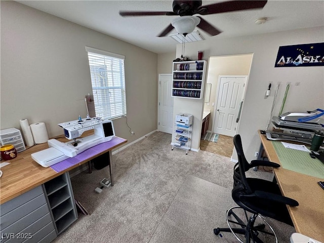 6614 Collingsworth St, Las Vegas, NV 89131 - carpeted home office featuring a ceiling fan and baseboards