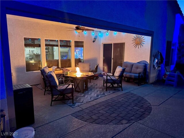 6614 Collingsworth St, Las Vegas, NV 89131 - view of patio featuring an outdoor living space with a fire pit and ceiling fan