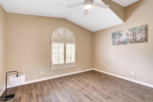 1970 Del Font Ct, Las Vegas, NV 89117 - unfurnished room with wood finished floors, ceiling fan, and lofted ceiling