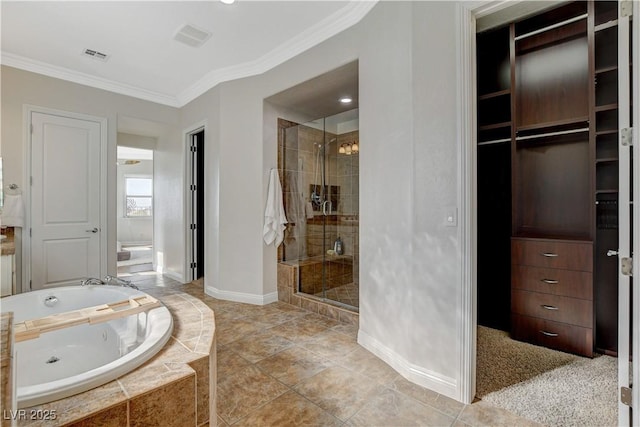 2172 De Rouge Ave, Henderson, NV 89044 - full bath featuring ornamental molding, a whirlpool tub, and a shower stall