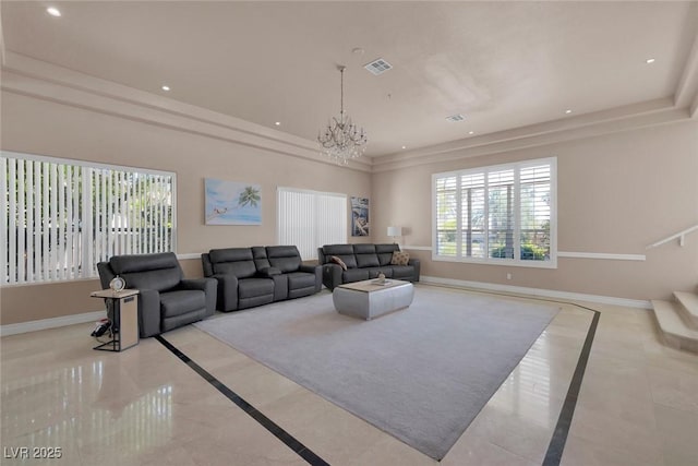 2209 Purple Majesty Ct, Las Vegas, NV 89117 - living area with inlaid floor details, recessed lighting, and a chandelier