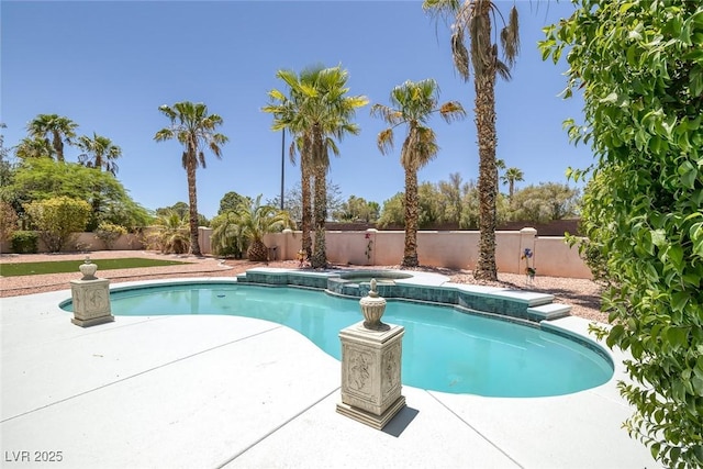 2209 Purple Majesty Ct, Las Vegas, NV 89117 - view of swimming pool with a fenced backyard, a patio area, and a pool with connected hot tub