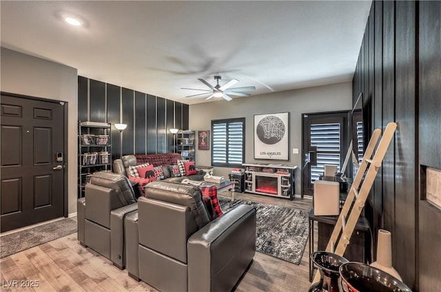 7472 Garnet Moon St, North Las Vegas, NV 89084 - living area featuring ceiling fan and light wood-style floors