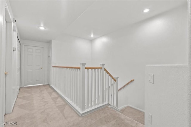 664 Peachy Canyon Cir Unit 103, Las Vegas, NV 89144 - corridor featuring an upstairs landing, carpet floors, and recessed lighting