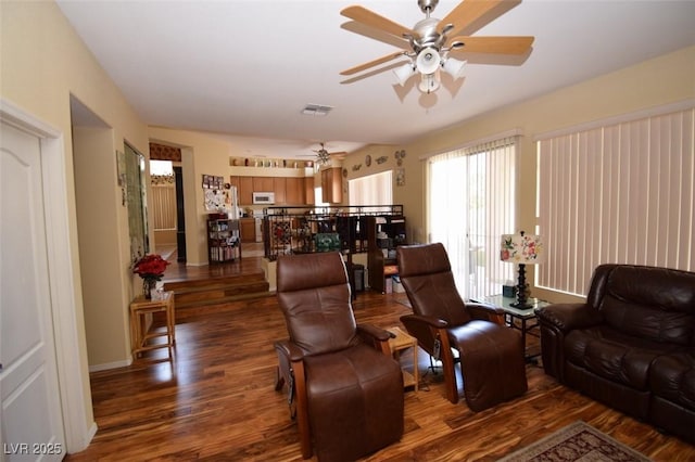 1700 Double Arrow Pl, Las Vegas, NV 89128 - living room with wood finished floors and ceiling fan