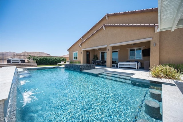 11248 Rebel Dome Ct, Las Vegas, NV 89141 - view of pool with ceiling fan, an outdoor hangout area, and a patio