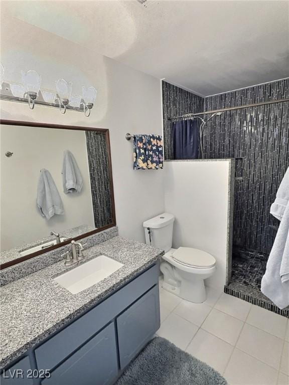 3585 Winner Dr, Las Vegas, NV 89120 - full bathroom with tiled shower, vanity, and tile patterned floors