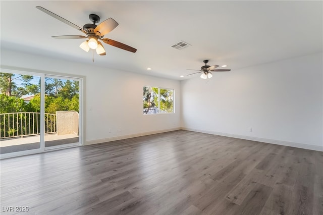 1403 Graystone Canyon Ave, Las Vegas, NV 89183 - empty room featuring a ceiling fan, recessed lighting, and wood finished floors