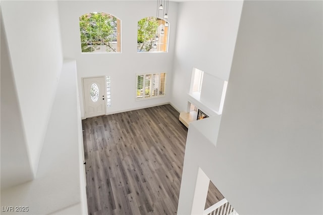 1403 Graystone Canyon Ave, Las Vegas, NV 89183 - foyer entrance featuring a towering ceiling and wood finished floors