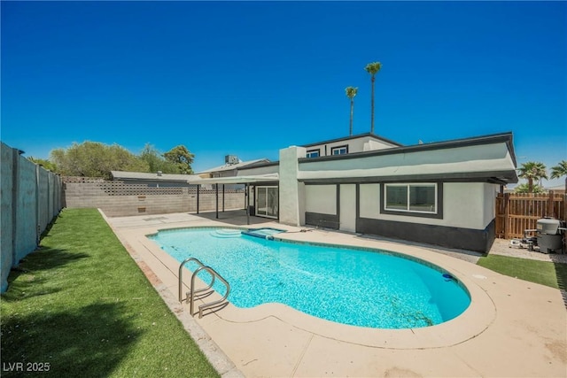 716 Vincent Way, Las Vegas, NV 89145 - view of pool featuring a patio area, a fenced backyard, and a pool with connected hot tub