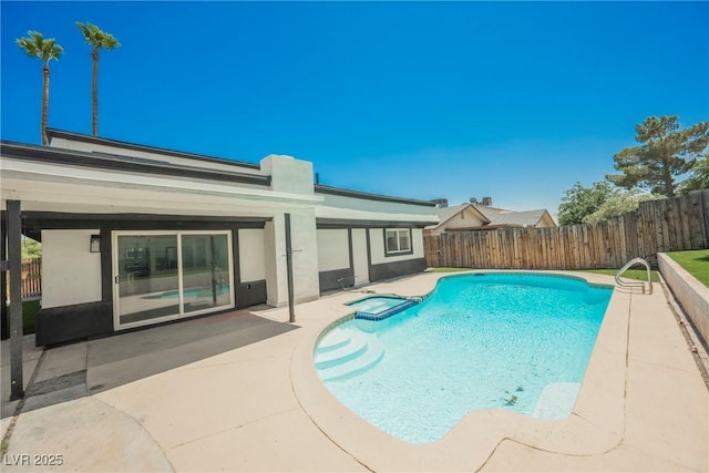 716 Vincent Way, Las Vegas, NV 89145 - view of pool with a patio, a fenced backyard, and a pool with connected hot tub