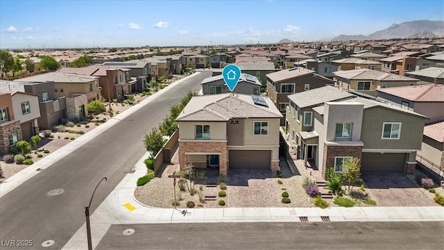 9221 Alden Pointe Ct, Las Vegas, NV 89143 - aerial view of residential area featuring mountains