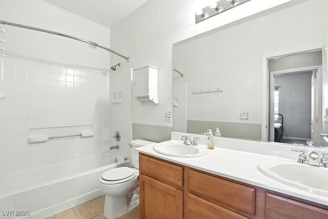 9105 Picket Fence Ave, Las Vegas, NV 89143 - bathroom with bathing tub / shower combination, double vanity, and tile patterned flooring