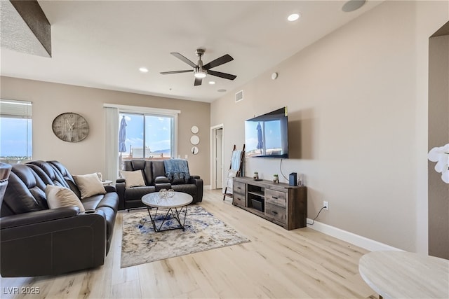63 E Agate Ave Unit 509, Las Vegas, NV 89123 - living room featuring ceiling fan, wood finished floors, and recessed lighting