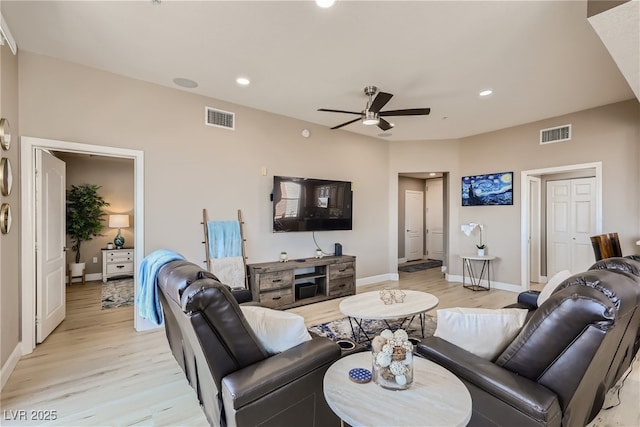 63 E Agate Ave Unit 509, Las Vegas, NV 89123 - living area with light wood-style flooring, ceiling fan, and recessed lighting