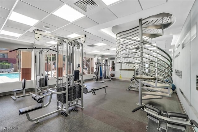 63 E Agate Ave Unit 509, Las Vegas, NV 89123 - exercise room featuring a paneled ceiling
