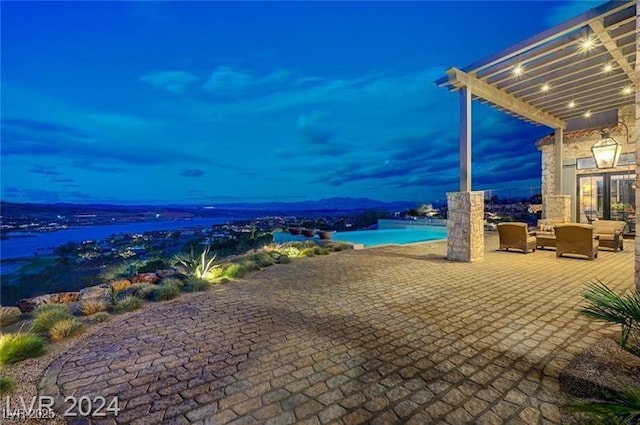 30 Via Tiberius Way, Henderson, NV 89011 - view of patio with a pergola, an outdoor pool, and an outdoor hangout area