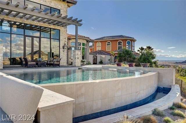 30 Via Tiberius Way, Henderson, NV 89011 - view of swimming pool featuring a pergola, an infinity pool, and a patio area
