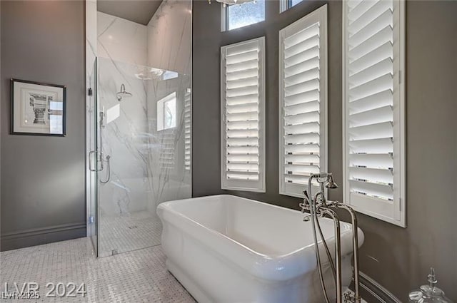 30 Via Tiberius Way, Henderson, NV 89011 - full bathroom featuring a freestanding bath and a marble finish shower