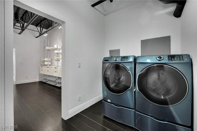 5015 Thunder River Cir, Las Vegas, NV 89148 - laundry room with washer and clothes dryer and wood finished floors