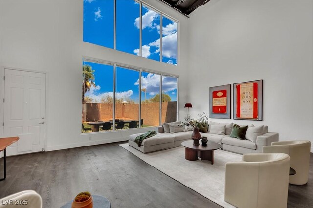 5015 Thunder River Cir, Las Vegas, NV 89148 - living area with a towering ceiling and wood finished floors