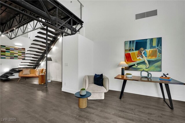 5015 Thunder River Cir, Las Vegas, NV 89148 - stairs with wood finished floors and a towering ceiling
