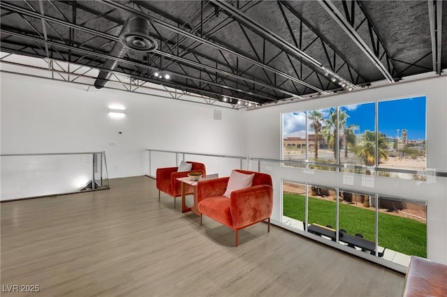 5015 Thunder River Cir, Las Vegas, NV 89148 - living area with wood finished floors and a towering ceiling