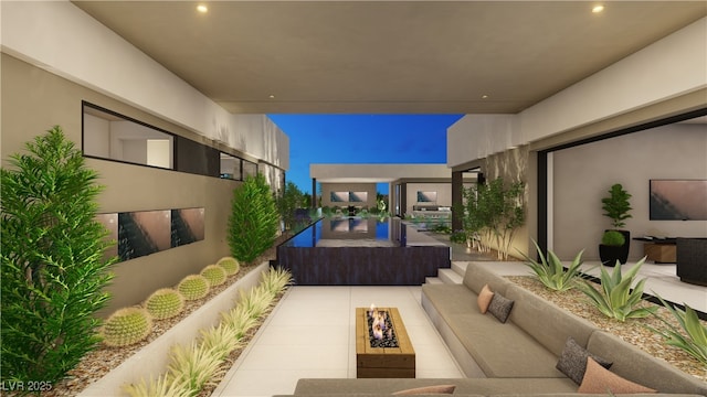 7390 Heron Canyon Ct, Las Vegas, NV 89117 - view of patio / terrace featuring an outdoor living space with a fire pit