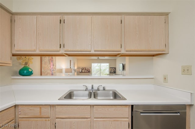 2068 Mesquite Ln Unit 203, Laughlin, NV 89029 - kitchen with light brown cabinets, dishwasher, and light countertops