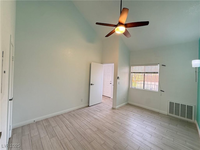 3606 Di Salvo Dr Unit 133, Las Vegas, NV 89103 - unfurnished room featuring high vaulted ceiling, ceiling fan, and light wood finished floors