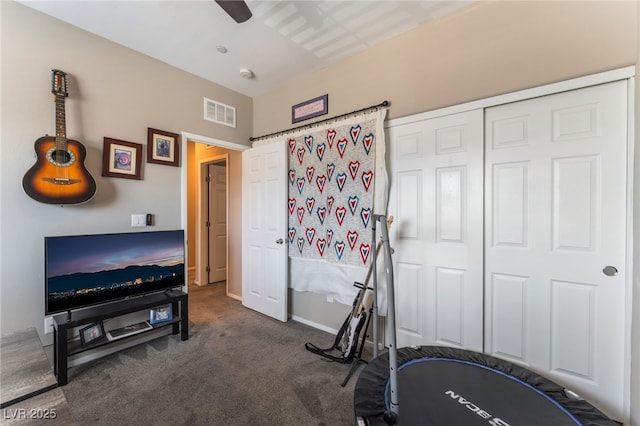 2861 Sunflower Days Ave Unit 1144, North Las Vegas, NV 89031 - workout room featuring carpet floors and ceiling fan